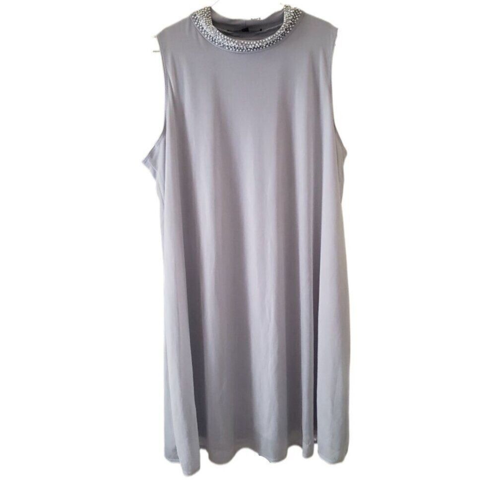 Nik and Nash Silver Beaded Collar Sleeveless Dress